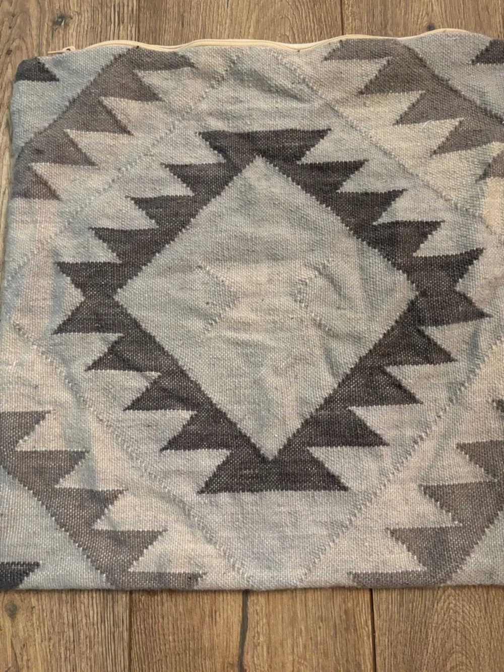 IKEA FJÄLLSKRÄP Wool Cotton Pillow Cover 20x20 Gray Geometric Kilim Scandinavian